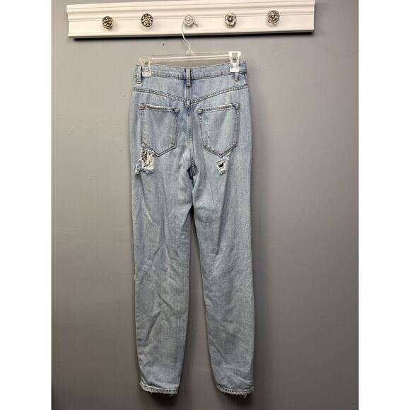 BDG Denim Jeans Womens 25 Destroyed Distressed Mom High Rise Cotton 26x30 Light - Picture 2 of 7